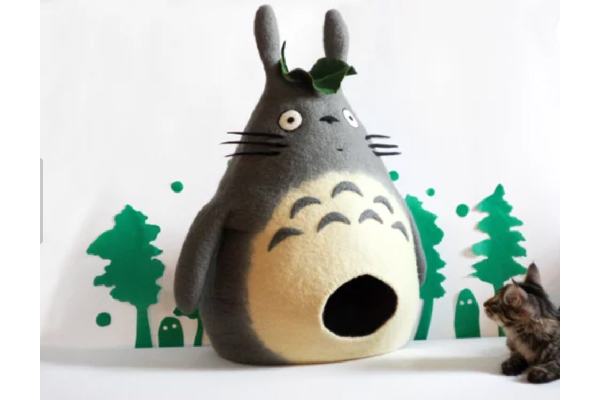 Cat house Totoro cave felted pet bed, Meow Felt ($120). https://www.etsy.com/shop/MeowFelt https://www.etsy.com/listing/573884162/cat-house-totoro-cave-felted-pet-bed?ref=shop_home_feat_3 