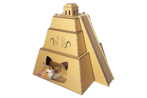 Mayan Pyramid Cardboard Cat House, Cacao Pets ($55). https://www.etsy.com/listing/474497403/mayan-pyramid-cardboard-cat-housecat?ref=shop_home_active_28 https://www.etsy.com/shop/CacaoPets/